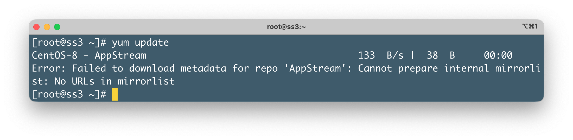 Failed to download metadata for repo 'AppStream'